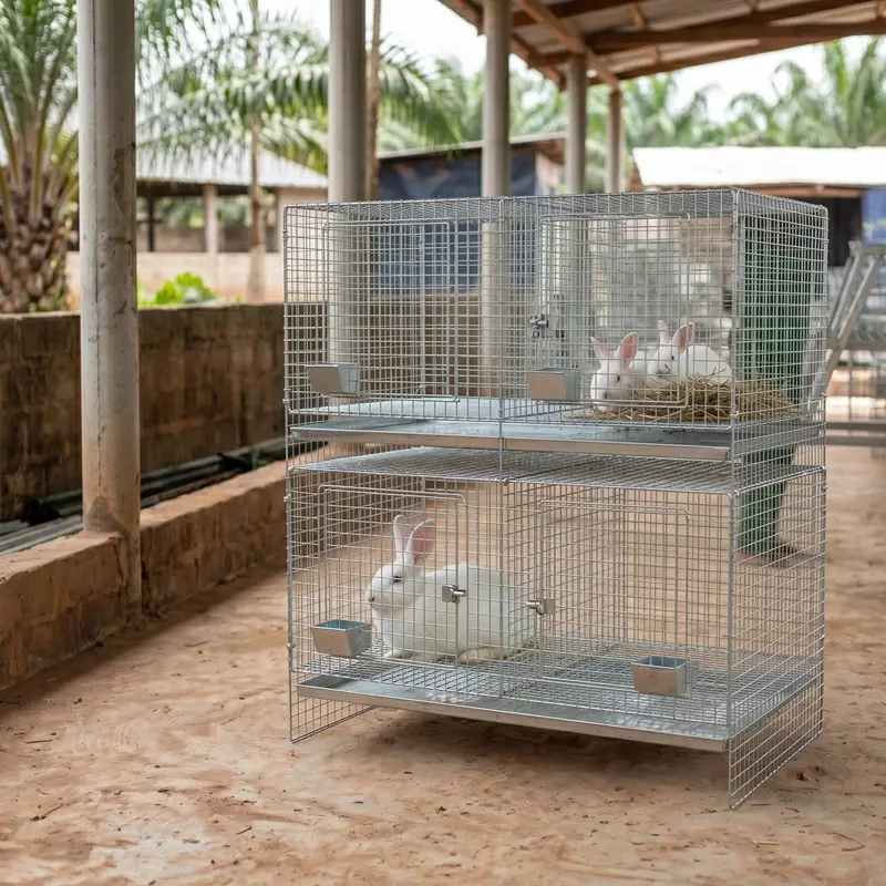 Cages Modernes Galvanisées pour Lapins - 4 Compartiments — Équipements d'élevage